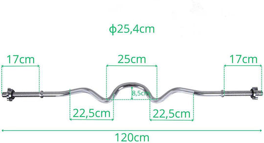 Eb Fit Bară încovoiată Φ25mm Lungime 120cm fără coliere