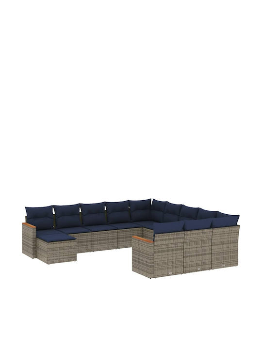 Ecksofa Outdoor Rattan mit Kissen 62x62x69cm