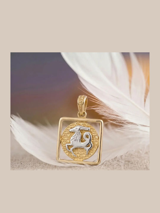 Hängender Charms Tierkreiszeichen Steinbock aus Weißgold 9K
