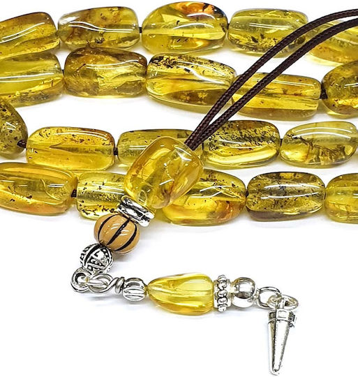 Roloi Komboloi Worry Beads with 23 Amber Beads Length 32cm Yellow
