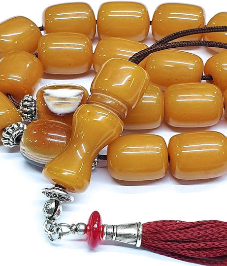 Roloi Komboloi Worry Beads with 19 Resin Beads Length 35cm Yellow