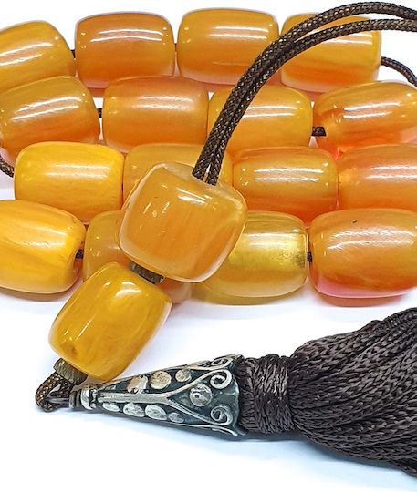 Roloi Komboloi Worry Beads with 17 Resin Beads Length 30cm Yellow