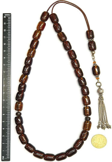 Roloi Komboloi Worry Beads with 33 Beads Made of Mastic Length 46cm Multicolour