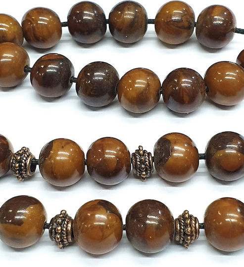 Roloi Komboloi Worry Beads with 27 Beads Made of Resin Length 33cm Brown