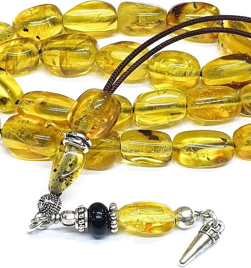 Roloi Komboloi Worry Beads with 23 Amber Beads Length 31cm Yellow