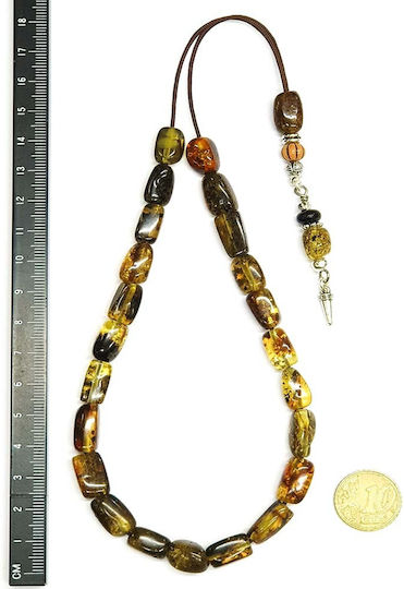 Roloi Komboloi Worry Beads with 23 Amber Beads Length 32cm Multicolour
