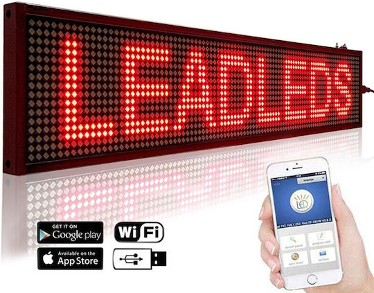 LED Sign One-Sided 100x20cm Blue / Red