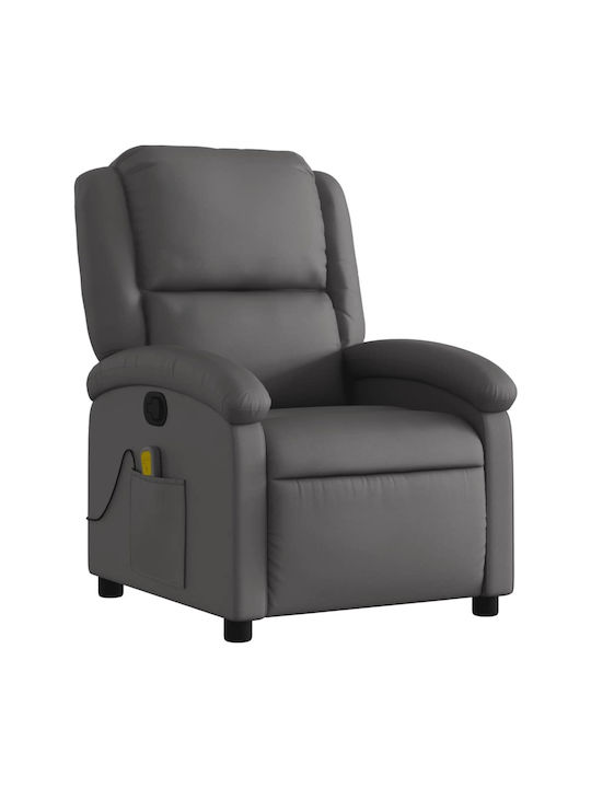 Πολυθρόνα Relax Massage από Γνήσιο Δέρμα Γκρι 71x86.5x99.5cm