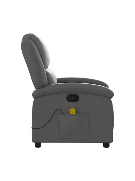 Πολυθρόνα Relax Massage από Γνήσιο Δέρμα Γκρι 71x86.5x99.5cm