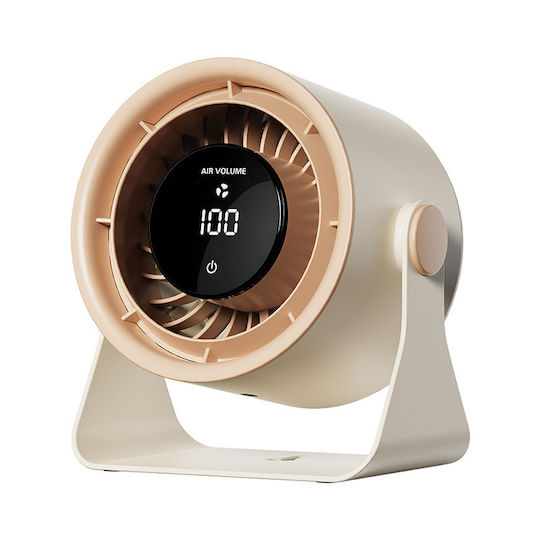 Schreibtisch Wandventilator Einstellbare Geschwindigkeiten Digitalanzeige Ambientebeleuchtung 5 Geschwindigkeiten Tragbarer Creme
