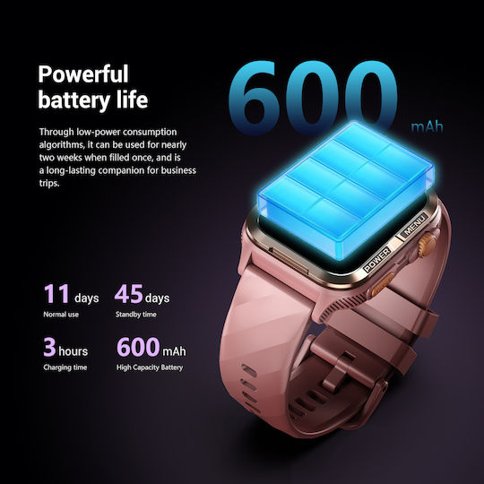 BlackView W10 Pro 46mm Smartwatch with Heart Rate Monitor Pink