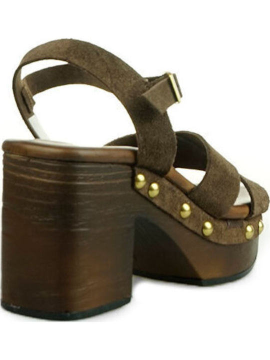 Myconian Leather Women's Flat Sandals Brown
