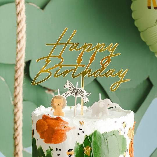 Partygeschirr für Torte Happy Birthday Acryl Gold