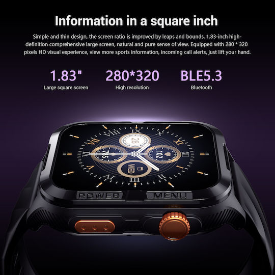 BlackView W10 Pro 46mm Smartwatch with Heart Rate Monitor Black