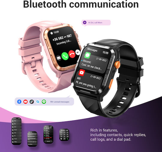 BlackView W10 Pro 46mm Smartwatch with Heart Rate Monitor Black