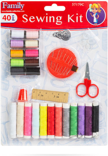 Set De Cusut 40 Piese Ață Ace Foarfece Ruletă Kit Complet De Cusut Portabil