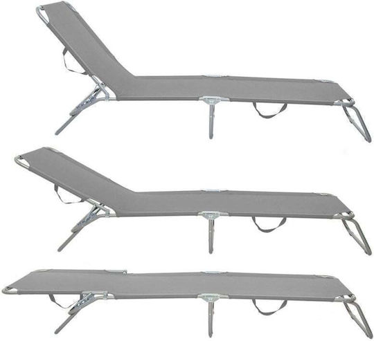Enero Gray Foldable Steel Beach Sunbed 77x12.5x60cm