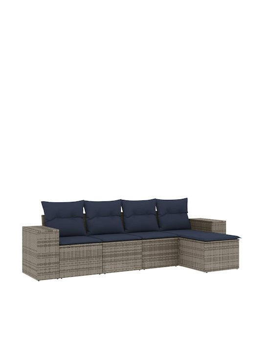 Outdoor Corner Sofa Rattan With Cushions 55x62x69cm
