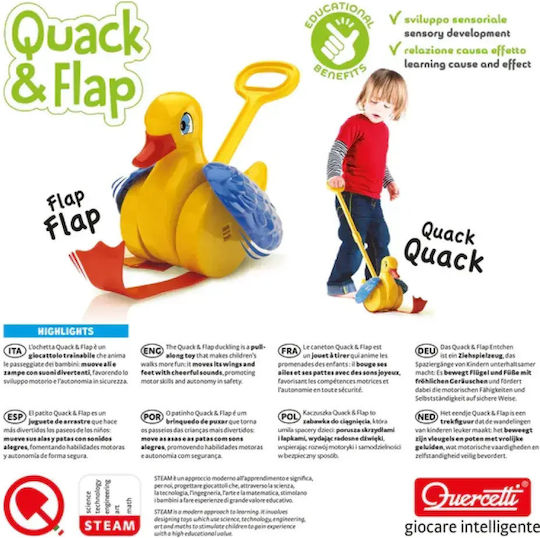 Quercetti Συρόμενο Παιχνίδι Quack & Flap για 12+ Μηνών