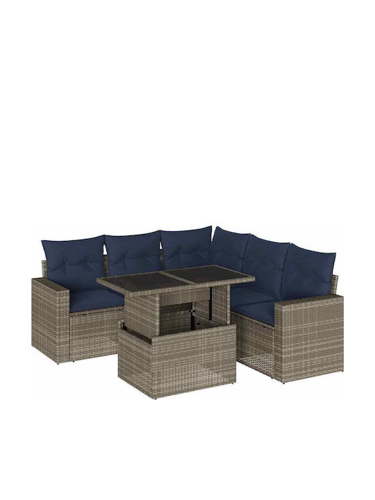 vidaXL Garden & Outdoor Furniture Set Living Room 6 Pieces Gray with Pillows