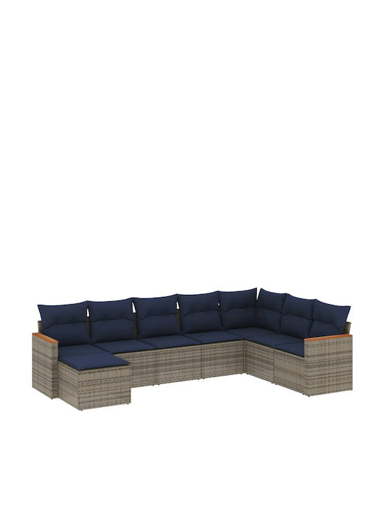 Ecksofa Outdoor Rattan mit Kissen 62x62x69cm
