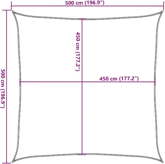 vidaXL Square Beige Shade Sail 5x5m 160gr/m²