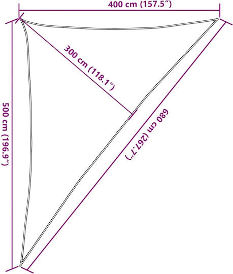 vidaXL Τρίγωνο Πανί Σκίασης Μπεζ 5x6.8x6.8m 160gr/m²