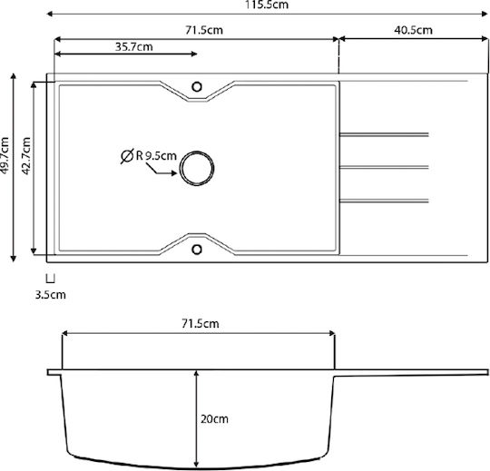 Crown Quadra Q16 Ένθετος από Συνθετικό Γρανίτη Μ116xΠ50cm Μπεζ