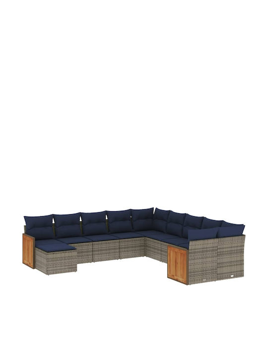 Ecksofa Outdoor Rattan mit Kissen 55x62x69cm