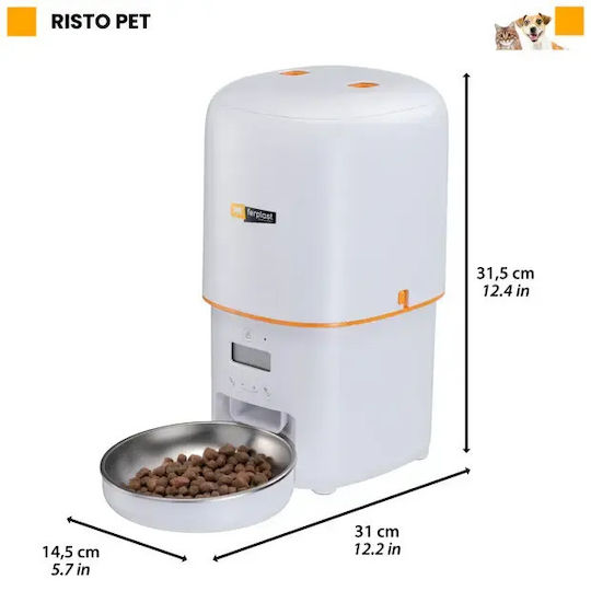Ferplast Automatisches Rostfreies Stahl Futterautomat für Hund & Katze 2x 4l in Grau Farbe