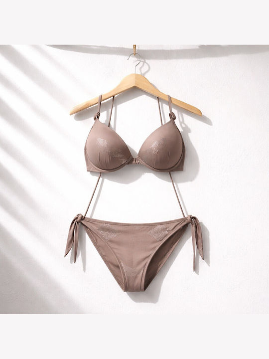 Set Bikini Μόκα Leather Print