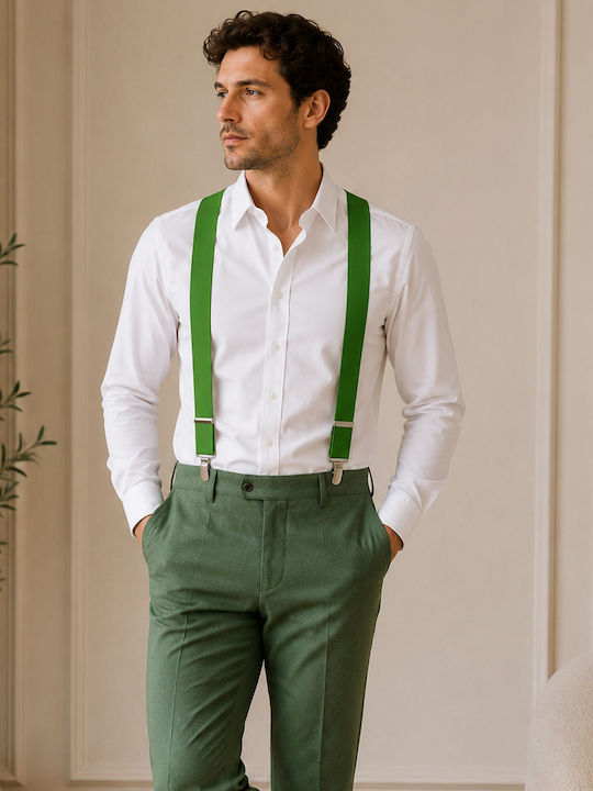 Breteli Y-Back Pentru Pantaloni Zola Unisex 3 Catarame Metalice Reglabile 58–100 Cm Lățime 2,5 Cm Verzi