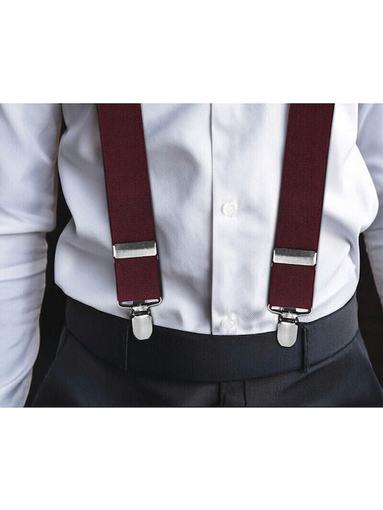 Breteli Pantaloni Zola Unisex 4 Catarame Metalice Reglabile 70–110 Cm Lățime 3.5 Cm Mărime Universală Bordo
