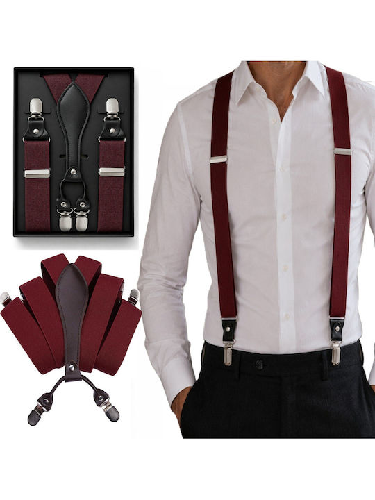 Breteli Pantaloni Zola Unisex 4 Catarame Metalice Reglabile 70–110 Cm Lățime 3.5 Cm Mărime Universală Bordo