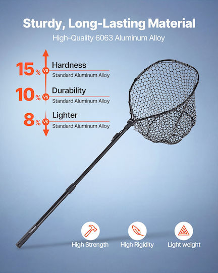 Vevor Foldable Fishing Net Telescopic Aluminum 6063 Handle Silicone Mesh Cwlhjpvcxjdg8b2jv001v0