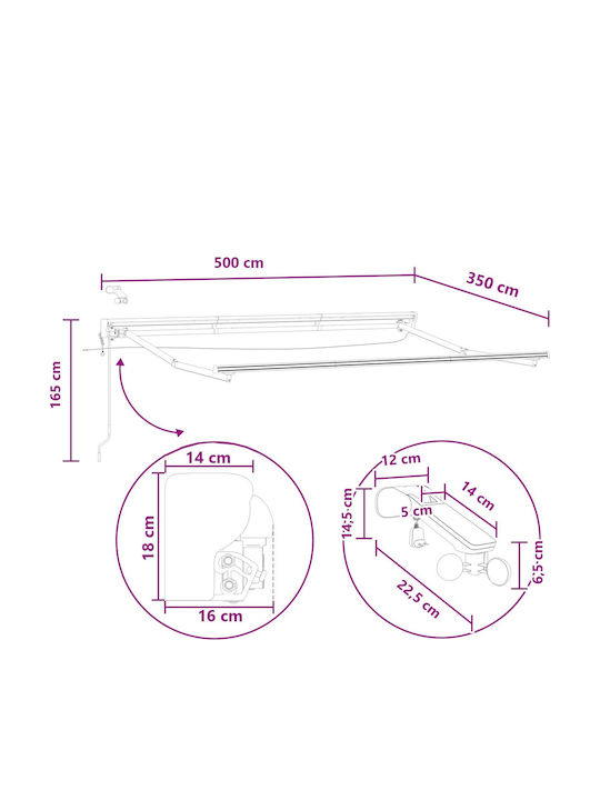 vidaXL Cort Terasă Roz 5x3.5m