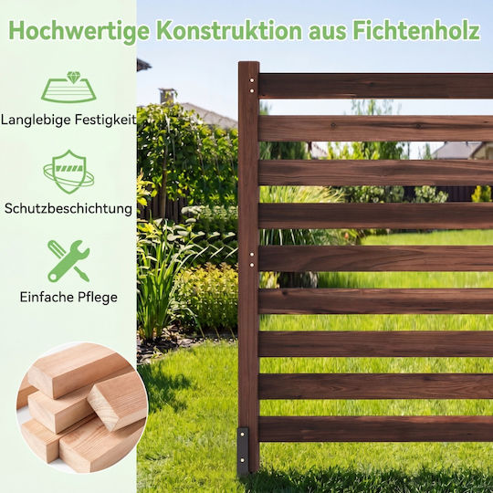 Costway Panou De Gard Lemn Maro 98cm x 1.07m 2 Bucăți