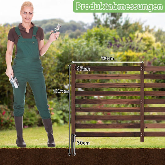 Costway Panou De Gard Lemn Maro 98cm x 1.07m 2 Bucăți
