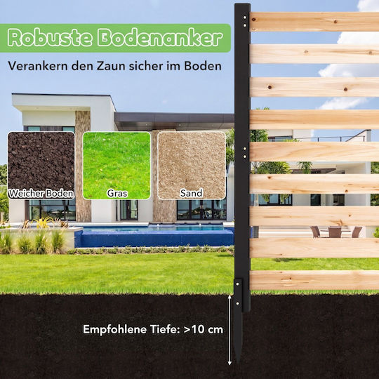 Costway Panou De Gard Lemn Bej 98cm x 1.07m