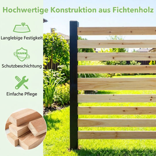 Costway Panou De Gard Lemn Bej 98cm x 1.07m