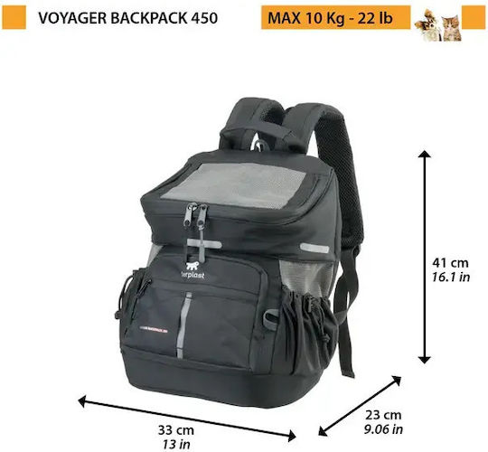Ferplast Waterproof Backpack for Carrying Dog / Cat up to 10kg Gray