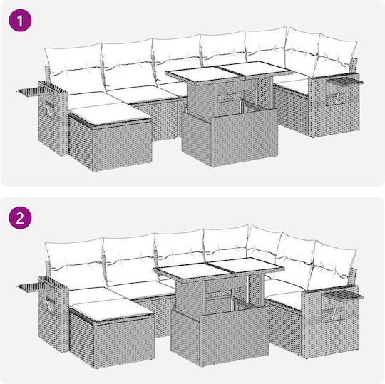 vidaXL Garden & Outdoor Furniture Set Living Room 8 Pieces Brown with Pillows