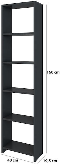 Gray Bookcase 40x20x160cm