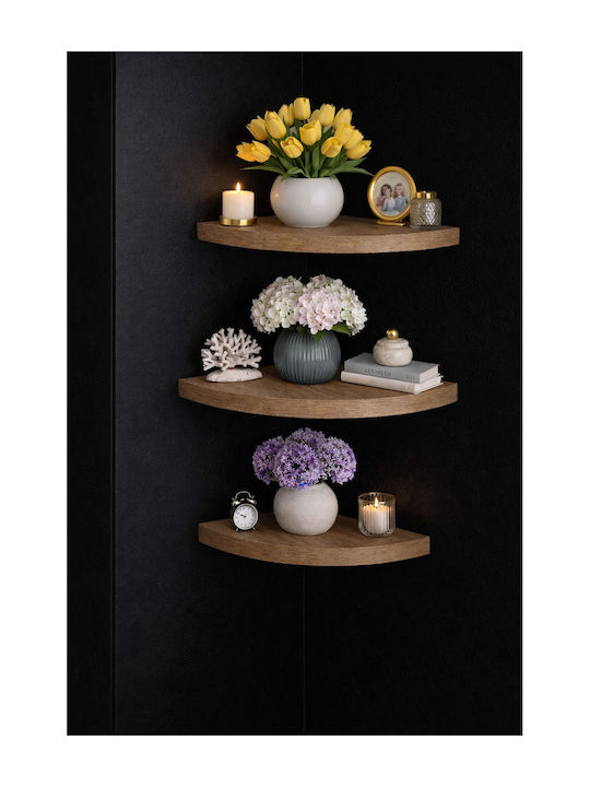 Corner Brown Wall Shelves (3 Pieces) 20x20x20cm