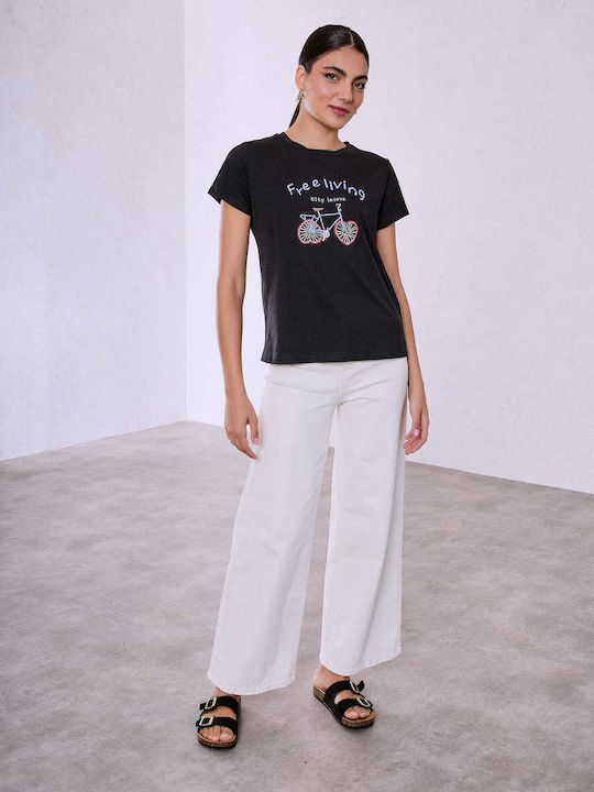 Celestino T-shirt Ποδήλατο Χάντρες Μαύρο