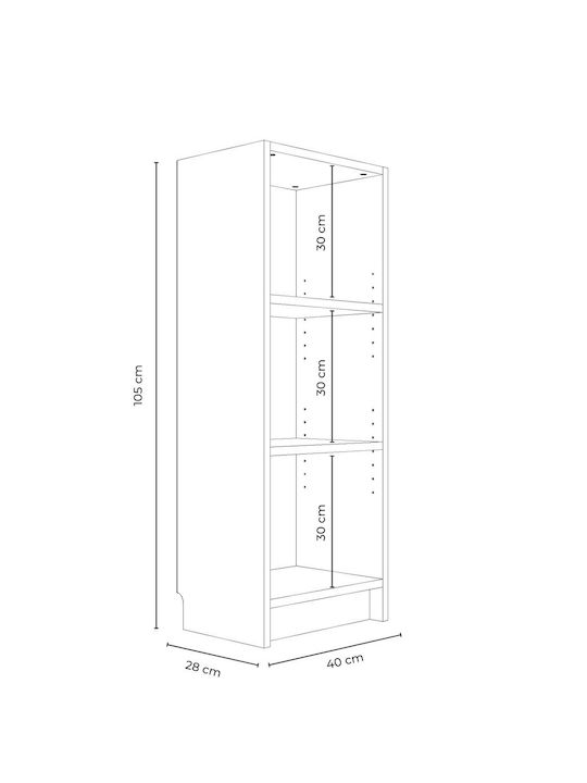 Gray Bookcase 40x28x105cm