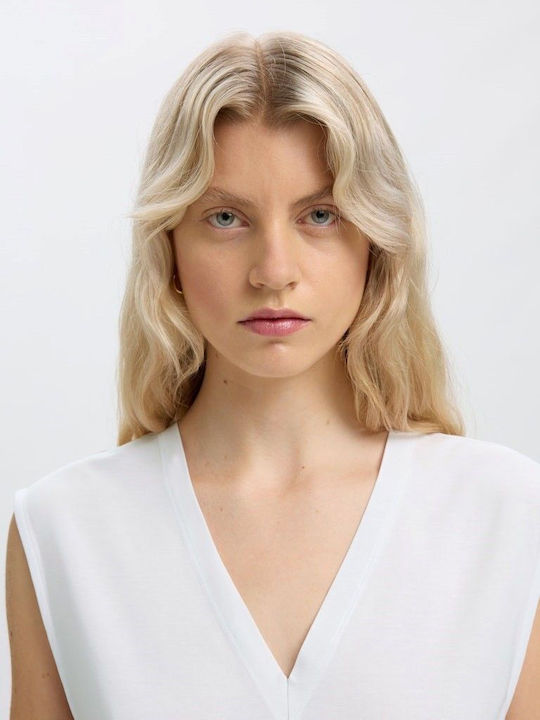 Damen Bluse mit V-Ausschnitt Weiß