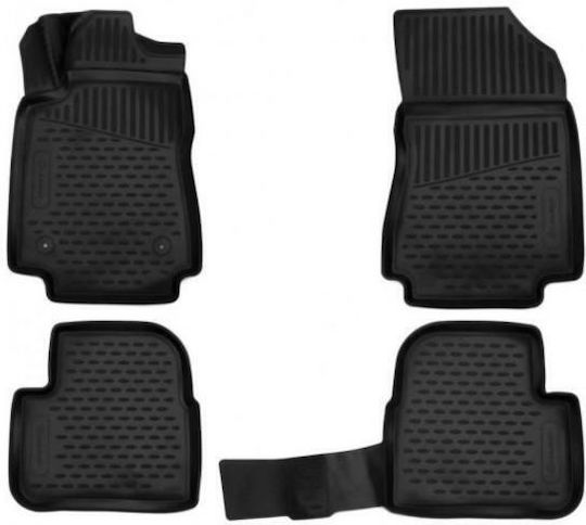 Novline Set of Front and Rear Mats 4pcs Tray Type for Citroen C3 2016+ Black