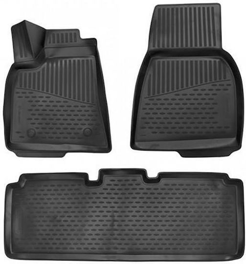 Novline Set of Front and Rear Mats 3pcs Tray Type for Mercedes-Benz S 2012 Black
