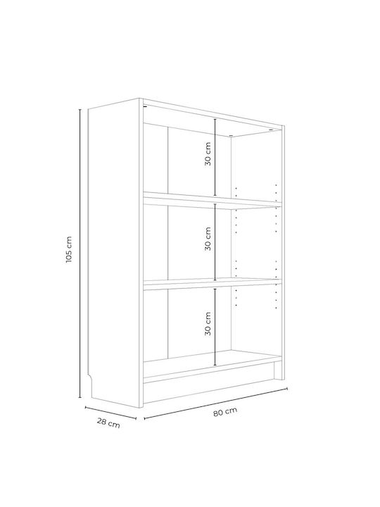 Βιβλιοθήκη Λευκό 80x28x105εκ.